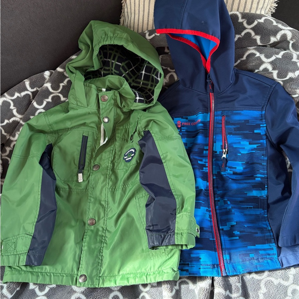 London Fog Green, Navy and White Plaid Kids Hooded Jacket